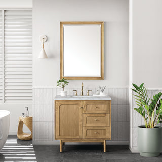 36 Inch Laurent Dual Mount Vanity in Light Natural Oak / Victorian Silver Top
