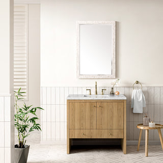 36 Inch Hudson Freestanding Vanity in Light Natural Oak / Eternal Jasmine Pearl Top