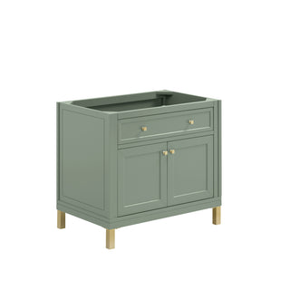 36 Inch Chicago Freestanding Vanity in Smokey Celadon / Victorian Silver Top