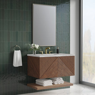 36 Inch Marcello Floating Vanity in Chestnut / Victorian Silver Top