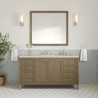 60 Inch Chicago Freestanding Vanity in Walnut Whisper / Lime Delight Top