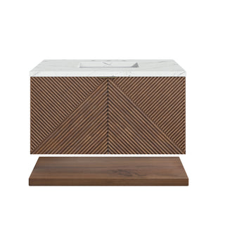 36 Inch Marcello Floating Vanity in Chestnut / Ethereal Noctis Top