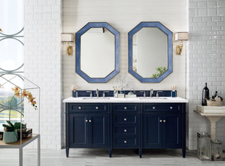72 Inch Brittany Freestanding Vanity in Victory Blue / Arctic Fall Solid Surface Top