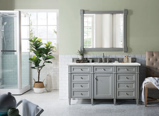60 Inch Brittany Freestanding Vanity in Urban Gray / Ethereal Noctis Top