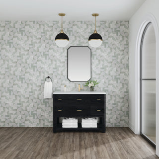 48 Inch Lucian Freestanding Vanity in Carbon Oak / White Zeus Top
