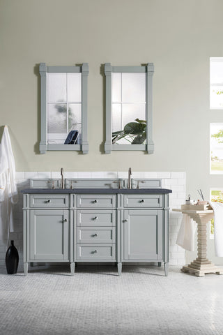 60 Inch Brittany Freestanding Vanity in Urban Gray / Charcoal Soapstone Top