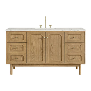 60 Inch Laurent Dual Mount Vanity in Light Natural Oak / Victorian Silver Top