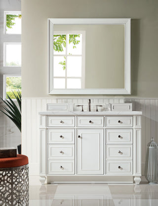 48 Inch Bristol Freestanding Vanity in Bright White / Ethereal Noctis Top