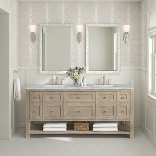 72 Inch Breckenridge Freestanding Vanity in Whitewashed Oak / Victorian Silver Top
