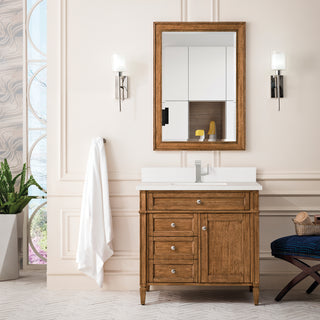 36 Inch Brittany Freestanding Vanity in Saddle Brown / White Zeus Top