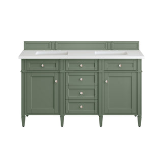 60 Inch Brittany Freestanding Vanity in Smokey Celadon / White Zeus Top