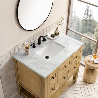 36 Inch Breckenridge Freestanding Vanity in Light Natural Oak / Carrara White Top