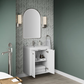 23.63 Inch Chianti Floating Vanity in Glossy White / White Glossy Top