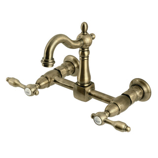 Tudor Wall Mount Kitchen Faucet in Antique Brass