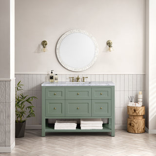 48 Inch Breckenridge Freestanding Vanity in Smokey Celadon / Carrara White Top