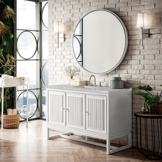 48 Inch Athens Dual Mount Vanity in Glossy White / Victorian Silver Top