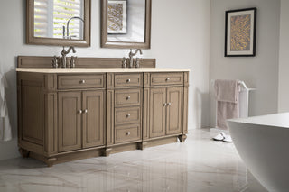 72 Inch Bristol Freestanding Vanity in Whitewashed Walnut / Eternal Marfil Top