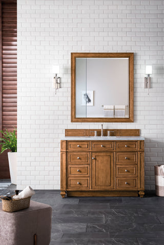 48 Inch Bristol Freestanding Vanity in Saddle Brown / Carrara White Top