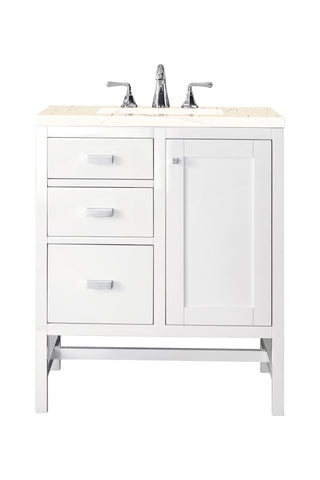 30 Inch Addison Freestanding Vanity in Glossy White / Eternal Marfil Top