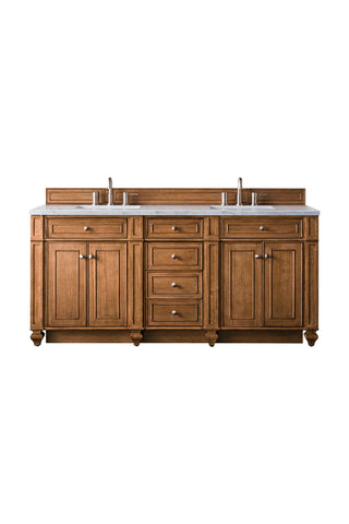 72 Inch Bristol Freestanding Vanity in Saddle Brown / Arctic Fall Solid Surface Top