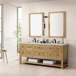 72 Inch Breckenridge Freestanding Vanity in Light Natural Oak / Eternal Jasmine Pearl Top