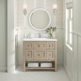 36 Inch Breckenridge Freestanding Vanity in Whitewashed Oak / White Zeus Top