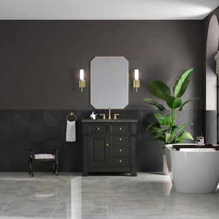 36 Inch Brookfield Freestanding Vanity in Black Onyx / Parisien Bleu Top