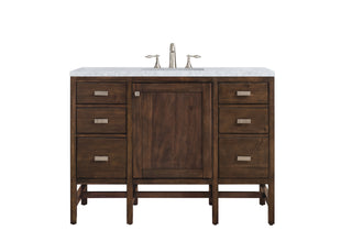 48 Inch Addison Freestanding Vanity in Mid-Century Acacia / Carrara White Top
