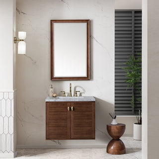 30 Inch Amberly Dual Mount Vanity in Mid-Century Walnut / Carrara White Top