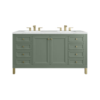 60 Inch Chicago Freestanding Vanity in Smokey Celadon / Ethereal Noctis Top