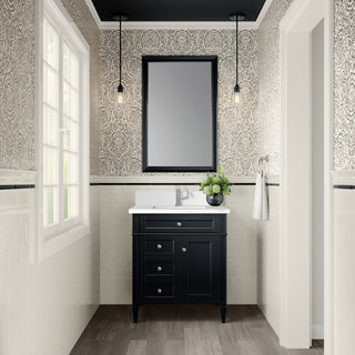 30 Inch Brittany Freestanding Vanity in Black Onyx / White Zeus Top