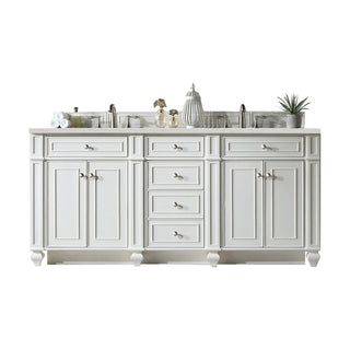 72 Inch Bristol Freestanding Vanity in Bright White / Parisien Bleu Top