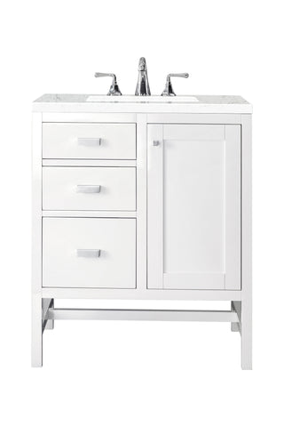 30 Inch Addison Freestanding Vanity in Glossy White / Eternal Jasmine Pearl Top