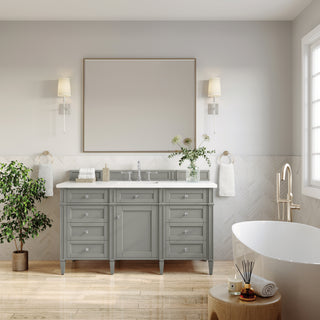60 Inch Brittany Freestanding Vanity in Urban Gray / White Zeus Top