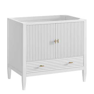 36 Inch Myrrin Freestanding Vanity in Bright White / Carrara White Top