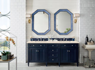 72 Inch Brittany Freestanding Vanity in Victory Blue / Eternal Marfil Top