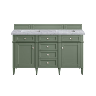 60 Inch Brittany Freestanding Vanity in Smokey Celadon / Carrara White Top