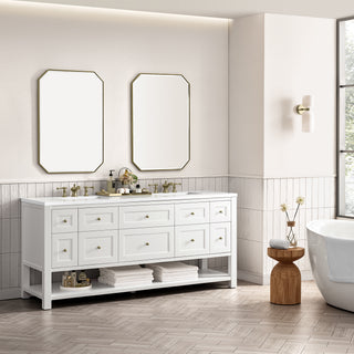 72 Inch Breckenridge Freestanding Vanity in Bright White / White Zeus Top