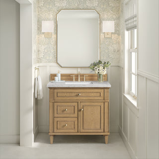36 Inch Lorelai Freestanding Vanity in Light Natural Oak / Eternal Jasmine Pearl Top