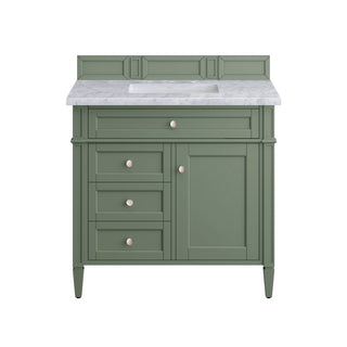 36 Inch Brittany Freestanding Vanity in Smokey Celadon / Carrara White Top