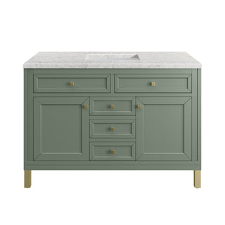 48 Inch Chicago Freestanding Vanity in Smokey Celadon / Eternal Jasmine Pearl Top