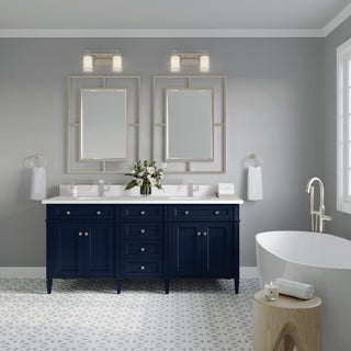 72 Inch Brittany Freestanding Vanity in Victory Blue / White Zeus Top