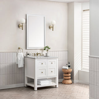 30 Inch Breckenridge Freestanding Vanity in Bright White / Eternal Jasmine Pearl Top