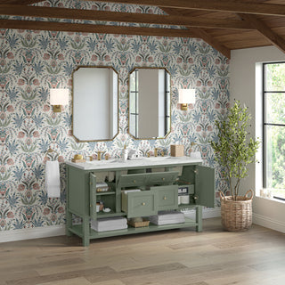 60 Inch Breckenridge Freestanding Vanity in Smokey Celadon / Ethereal Noctis Top