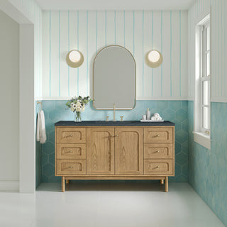 60 Inch Laurent Dual Mount Vanity in Light Natural Oak / Charcoal Soapstone Top