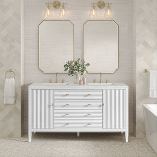 60 Inch Myrrin Freestanding Vanity in Bright White / Lime Delight Top