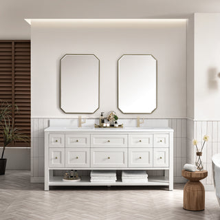 72 Inch Breckenridge Freestanding Vanity in Bright White / White Zeus Top