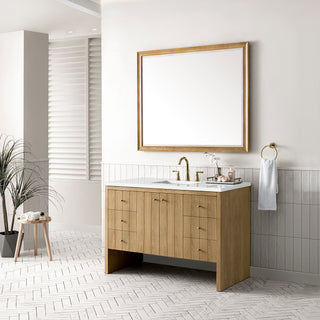 48 Inch Hudson Freestanding Vanity in Light Natural Oak / White Zeus Top