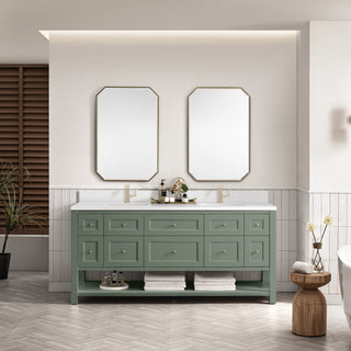 72 Inch Breckenridge Freestanding Vanity in Smokey Celadon / White Zeus Top