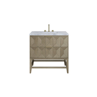 36 Inch Emmeline Freestanding Vanity in Pebble Oak / Carrara White Top
